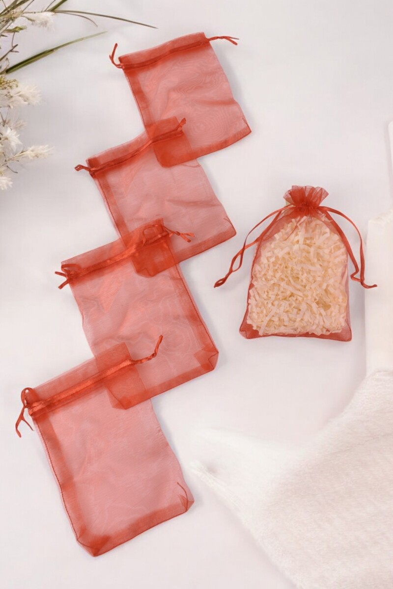 Pack x 100 - Bolsas organza 9x15 cm - ROJO 