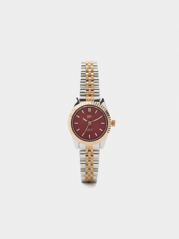 Reloj Con Pulsera De Acero Inoxidable bicolor