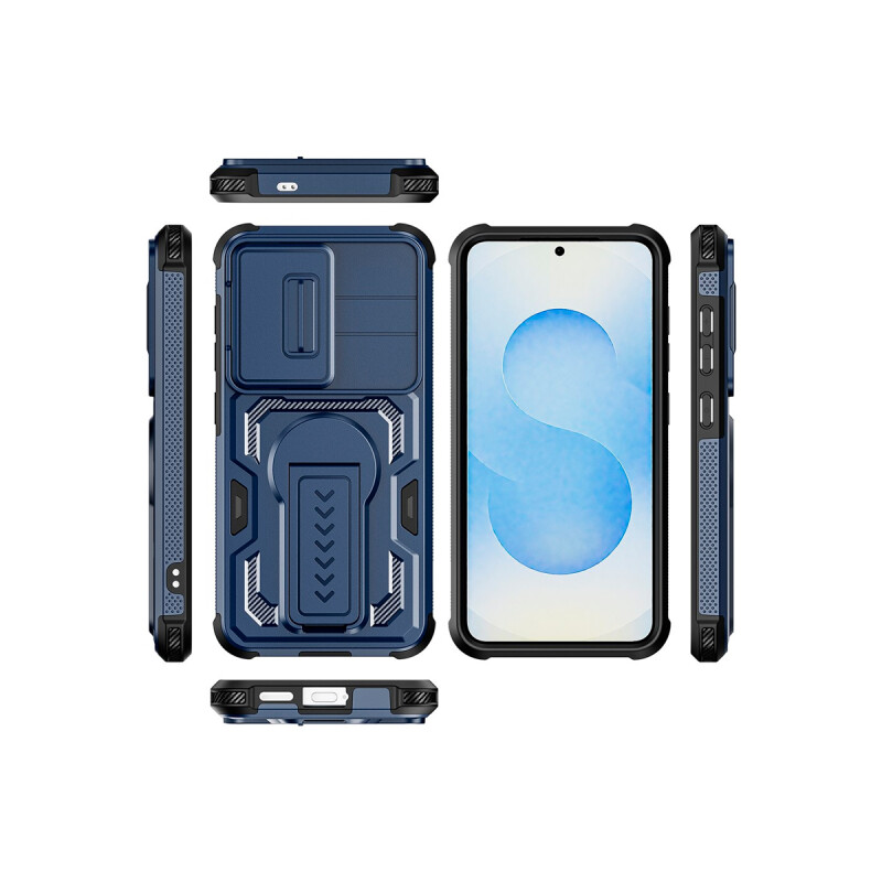 Protector para Samsung Galaxy S25 con soporte color azul Protector Para Samsung Galaxy S25 Con Soporte Color Azul