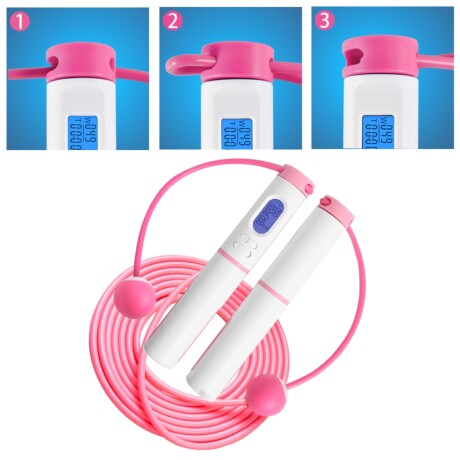 Cuerda de saltar electrónica multifuncional con contador electrónico Rosa