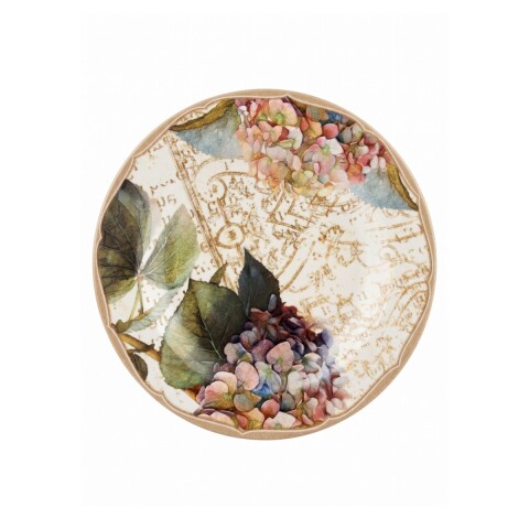 PLATO HONDO DIS FLORES HORTENCIA 25CM Unica