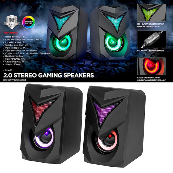 Parlantes Pc Gamer Xtrike Me SK405 Rgb 3.5mm Laptop Notebook Color Negro