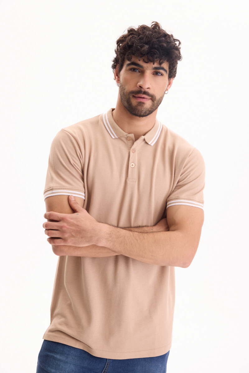 Remera Polo Stripped Beige