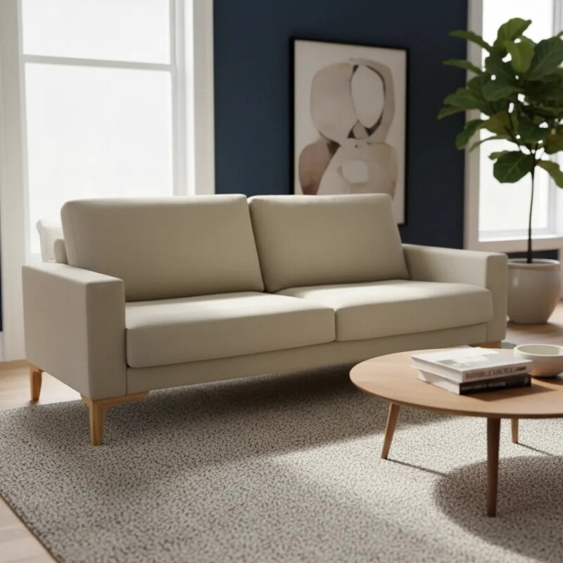 Sofa 3 Cuerpos - Tela Lavable - Color Beige Sofa 3 Cuerpos - Tela Lavable - Color Beige