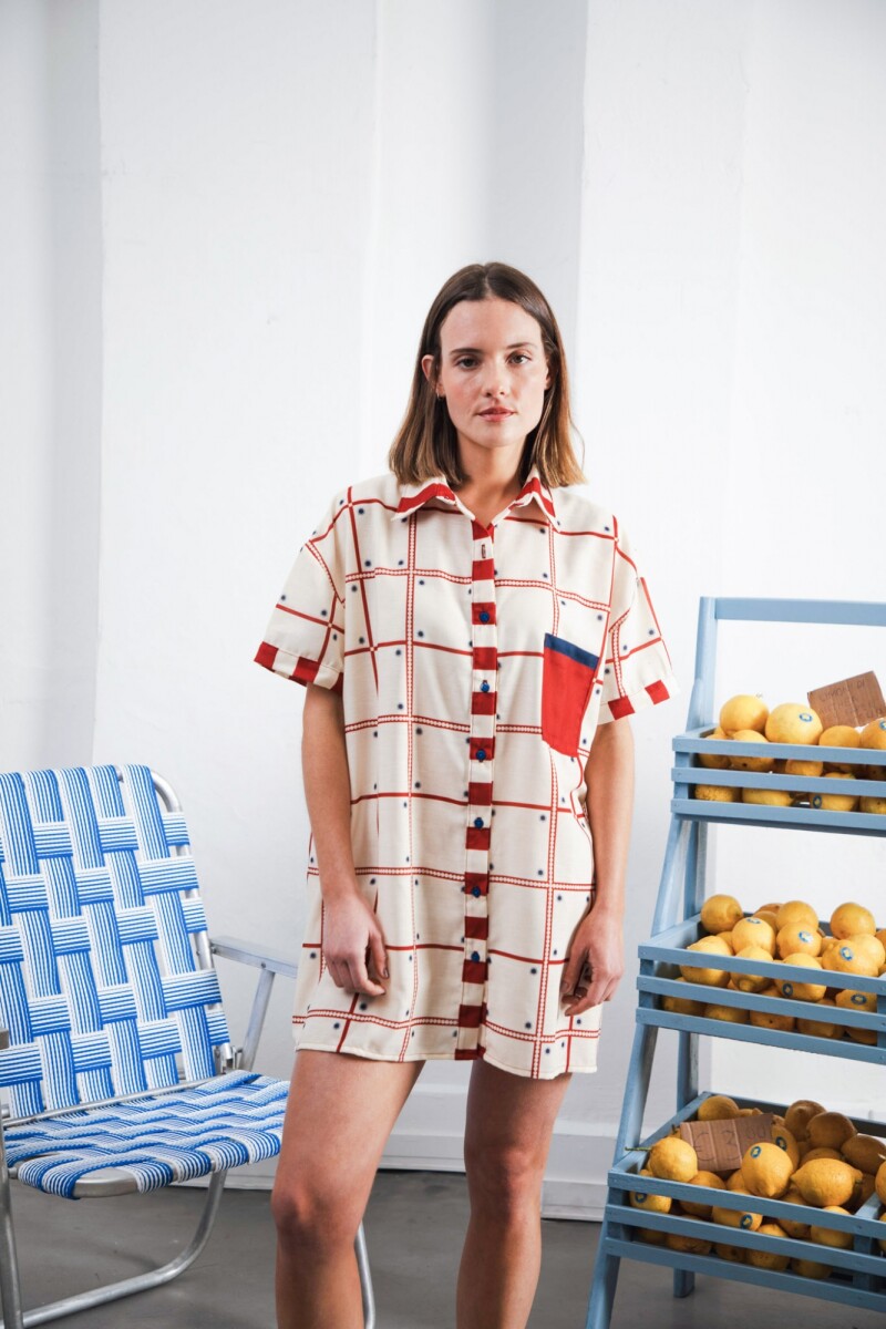 Vestido Mosaico Crudo