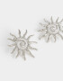 Aros Colgantes Cortos Soles Aro Espiral Con Sol - Plateado