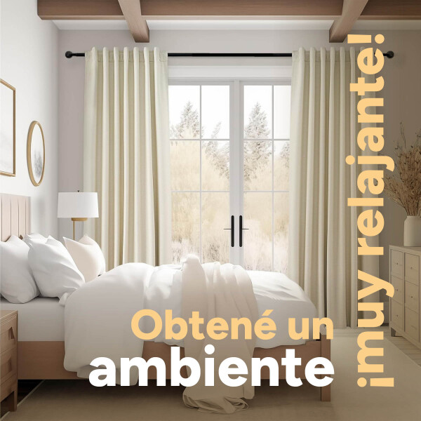 Cortina 100% Blackout 2Paños 140x220 Textura Lino Doble Faz Variante Color Beige