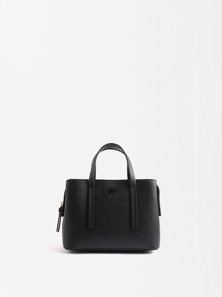 Bolso Tote Con Bandolera negro