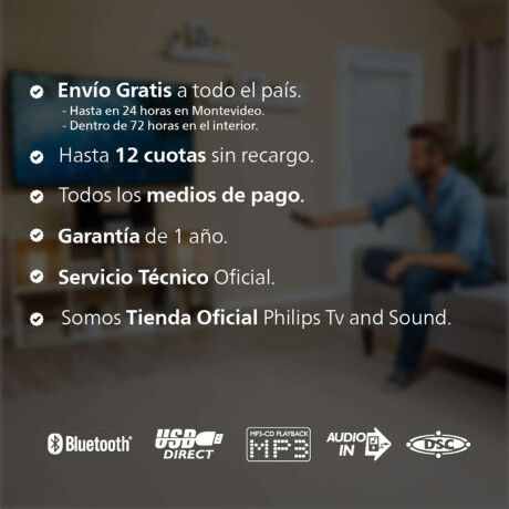 Microsistema Bluetooth Philips Reproductor De Cd Mp3 Usb Fm