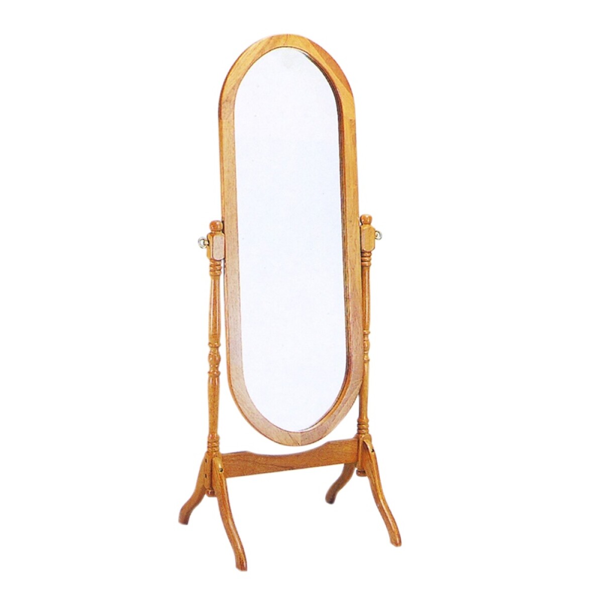 Espejo De Pie Ovalado Fabricado En Madera Excelente Calidad - Natural 