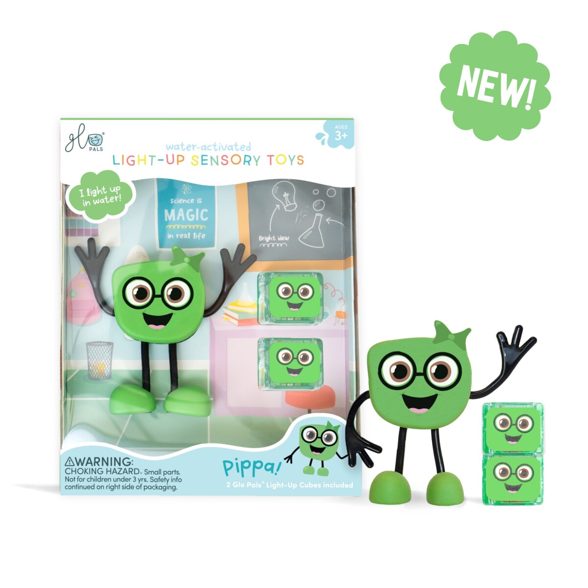 Figuras Glo Pals con Dos Cubos Iluminados - PIPPA-VERDE 