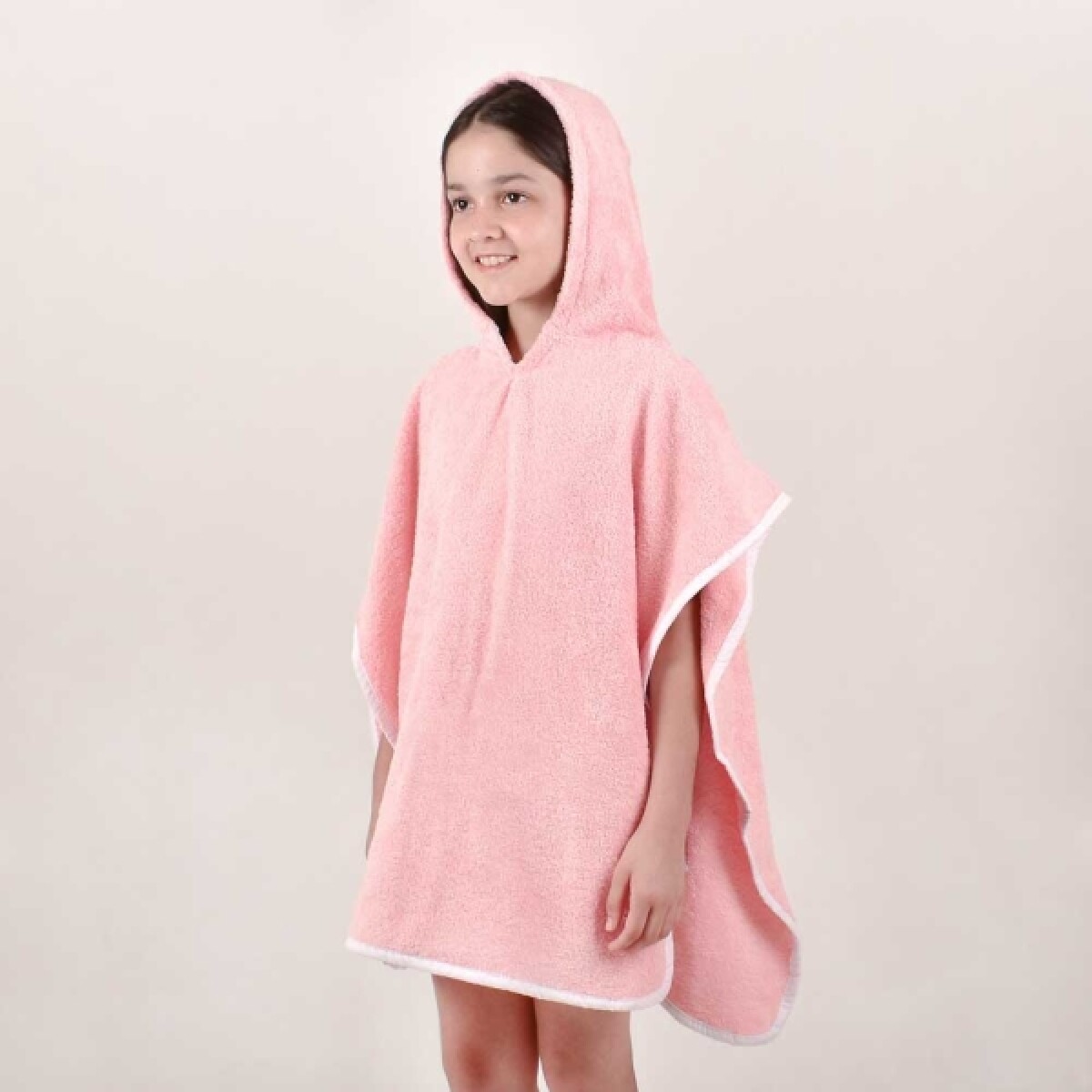 Poncho de toalla rosas con motas - 4 a 6 años 