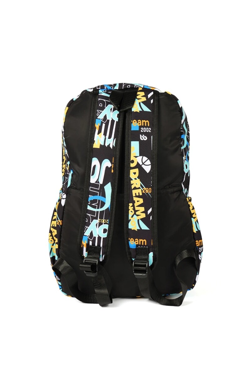 Mochila nylon estampada Azul
