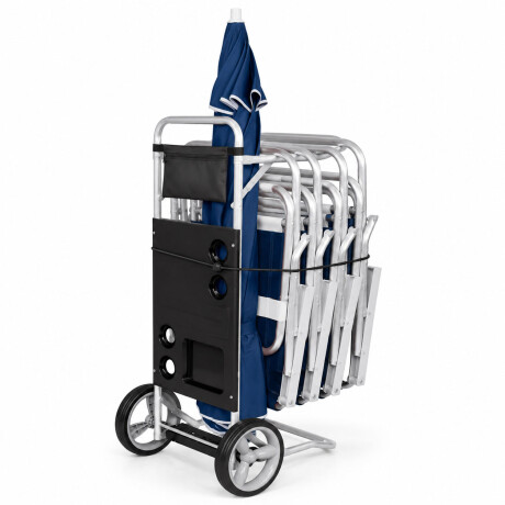 Carrito Playa p/Sillas y Sombrilla Convertible en Mesa Mor Negro