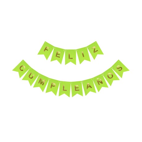 Guirnalda Feliz Cumpleaños Verde y dorada Sc