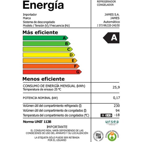 Heladera JAMES J373 Retro 324 Litros Rojo