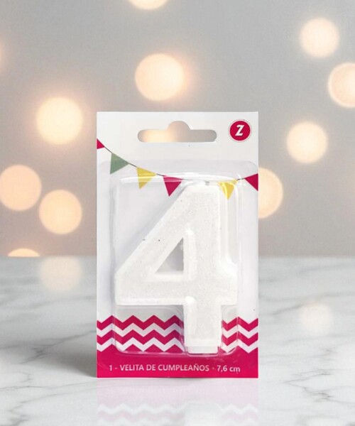 Vela grande glitter n # 4 blanco Vela grande glitter n # 4 blanco