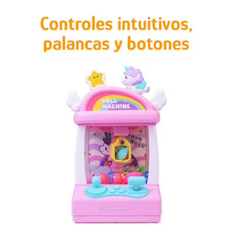 Máquina Atrapa Premios Infantil Con Luces Sonidos Unicornio Rosa
