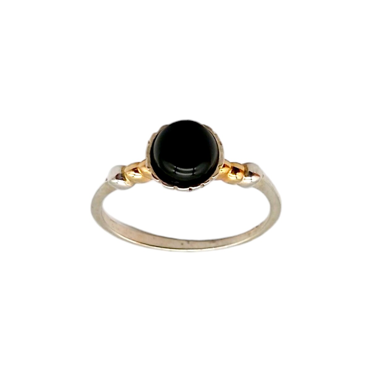 Anillo Solitario-Plata y Oro-Piedra Onix-AN5178 - conpiedra 