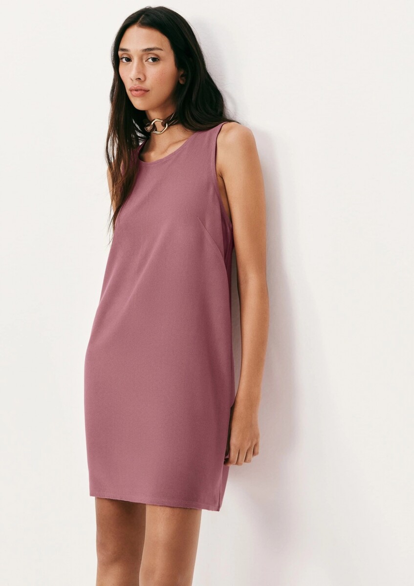 VESTIDO CORTO SIN MANGAS - ROSADO 