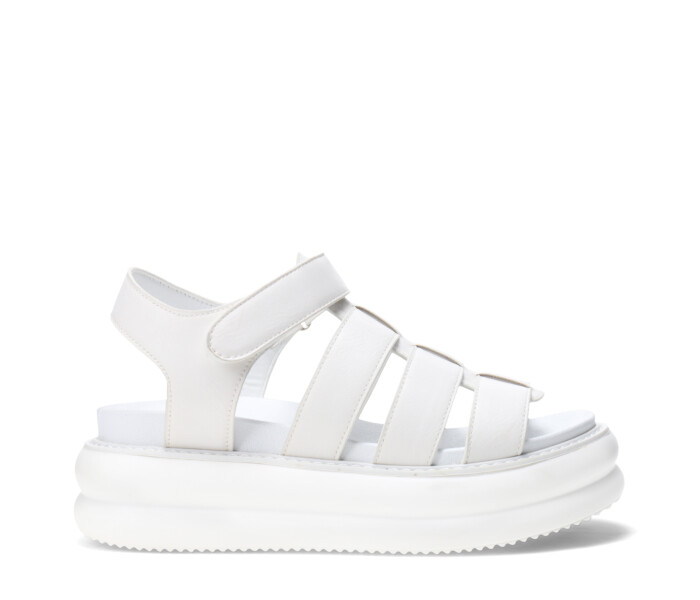 Sandalia de Mujer Miss Carol PEARL con plataforma y materiales combinados Blanco