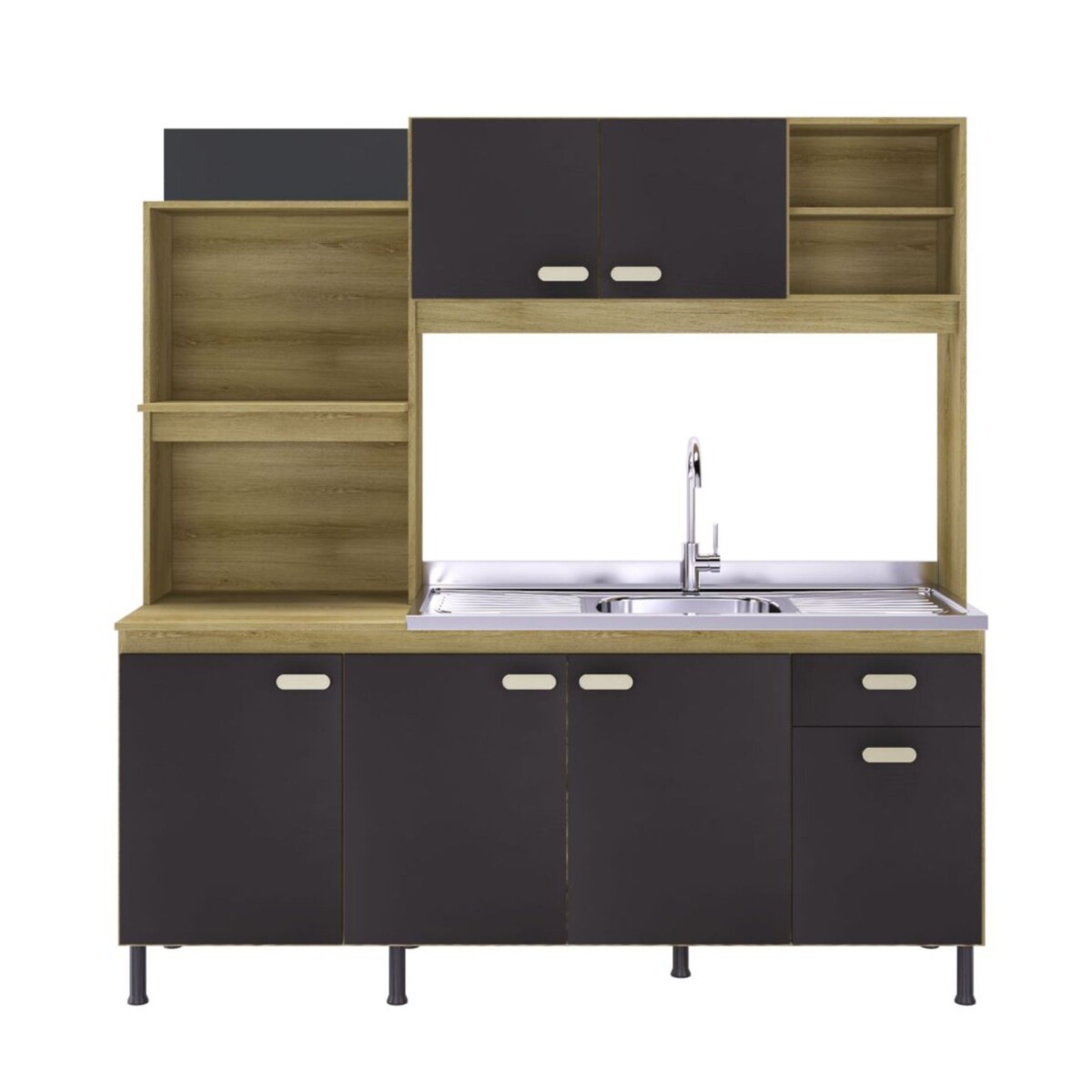 Kit Cocina Sevilha 7 Puertas Indèkes Castaño Plomo 