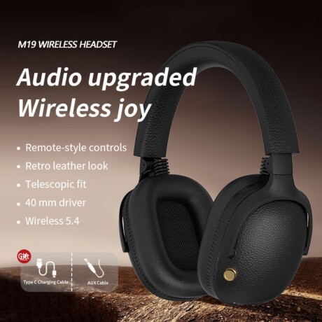 Auriculares bluetooth con radio marrones con perilla V01