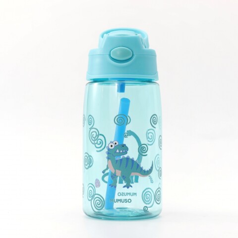 BOTELLA DE AGUA DE PLÁSTICO CON TAPA ABATIBLE Y PAJITA (DINOSAUR PARADISE/480 ML BOTELLA DE AGUA DE PLÁSTICO CON TAPA ABATIBLE Y PAJITA (DINOSAUR PARADISE/480 ML