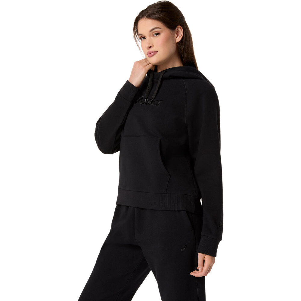 Polera Training Asics Logo Fleece Pullover Hoodie Mujer Performance Black