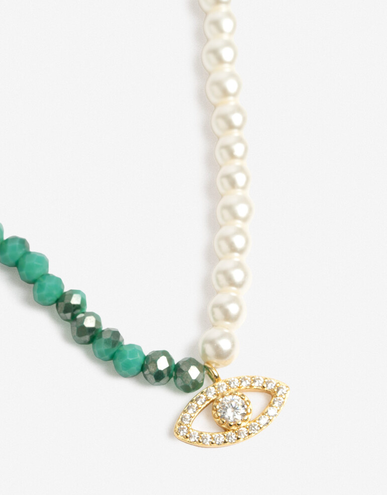 Collares Cortos Strass Collar Corto Plata 925 Perlas - Dorado