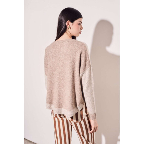 Sweater Color Block Beige Melange