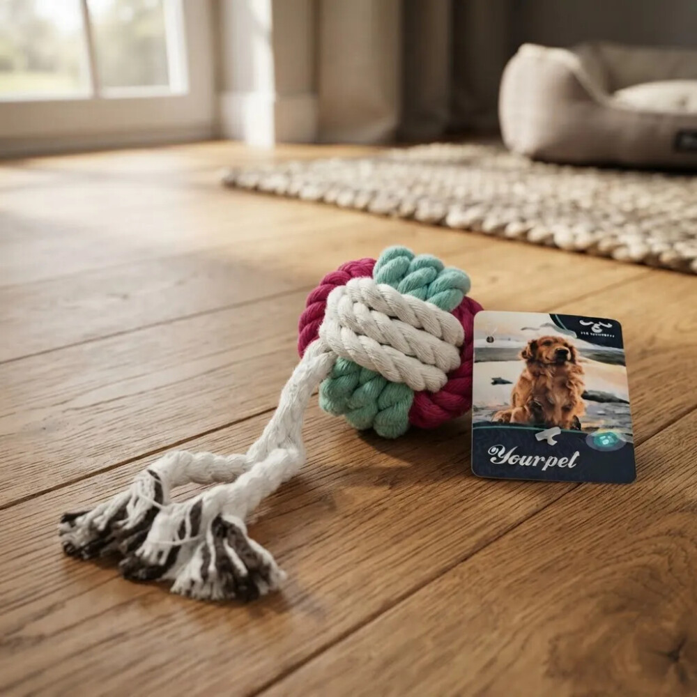 Juguete Para Perro Bola Con Flecos ROJO