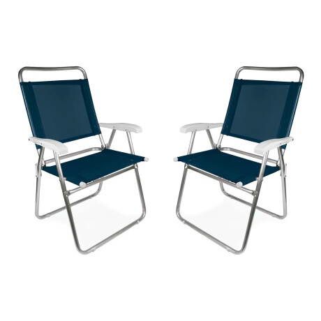 Set X2 Reposeras Sillas Altas Plegables Alum Mor Master Plus Azul Marino