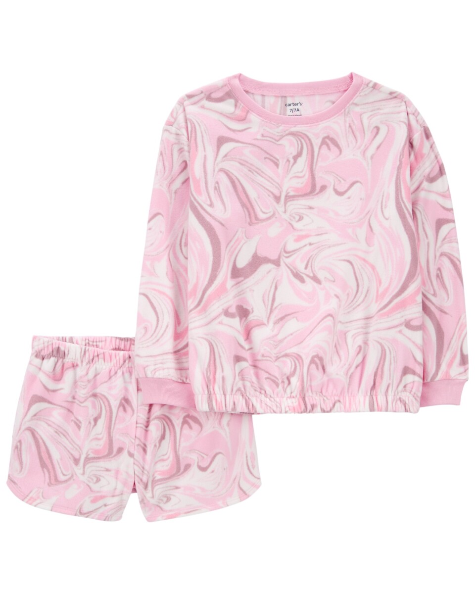 Pijama dos piezas short y remera de micropolar diseño tie dye 