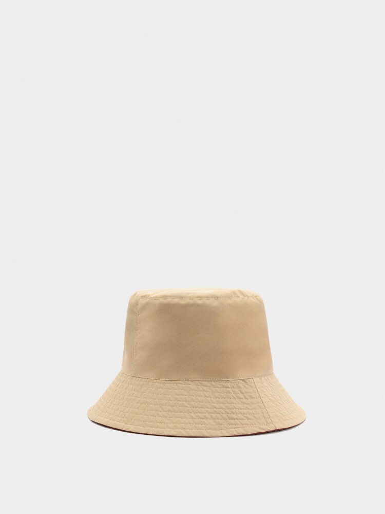 Sombrero Bucket De Nylon Reversible beige