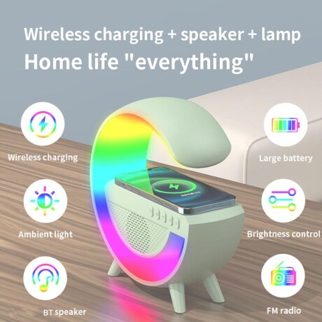 Parlante Cargador Inalámbrico Bluetooth Rgb BLANCO