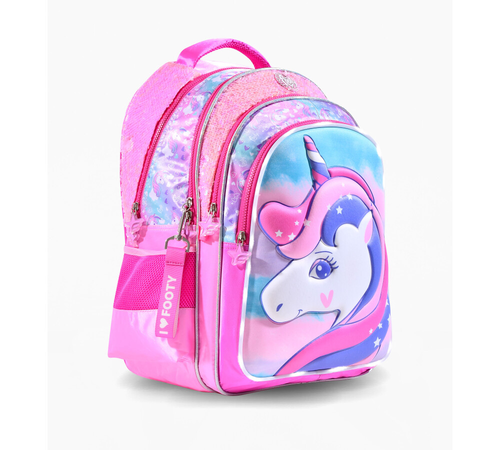 Mochila Unicornio Con Luces 29cms Bellisimas