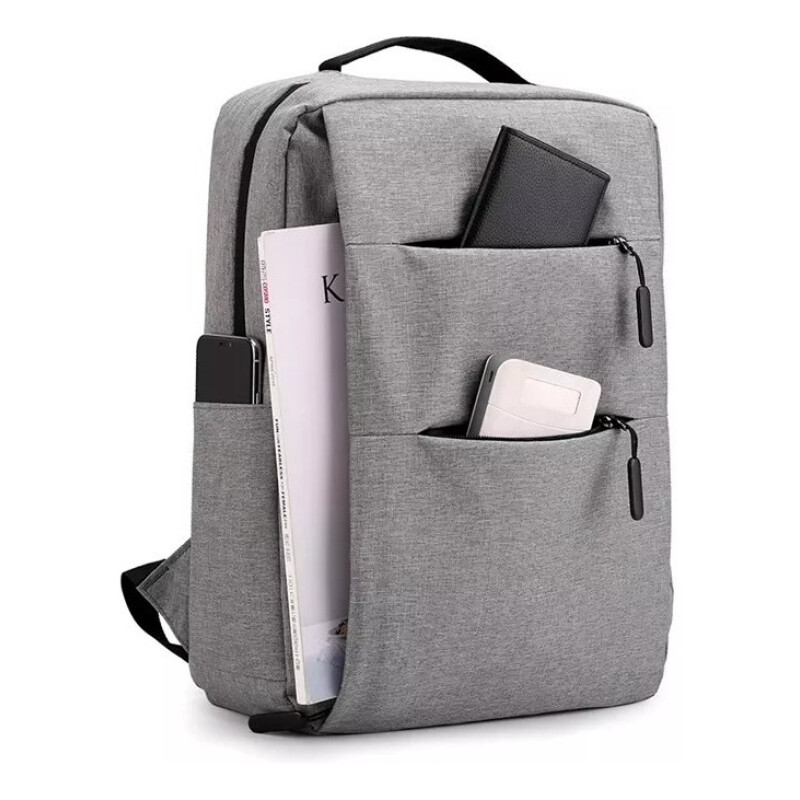 Mochila C/ Usb. Porta Laptop Cierres Gris