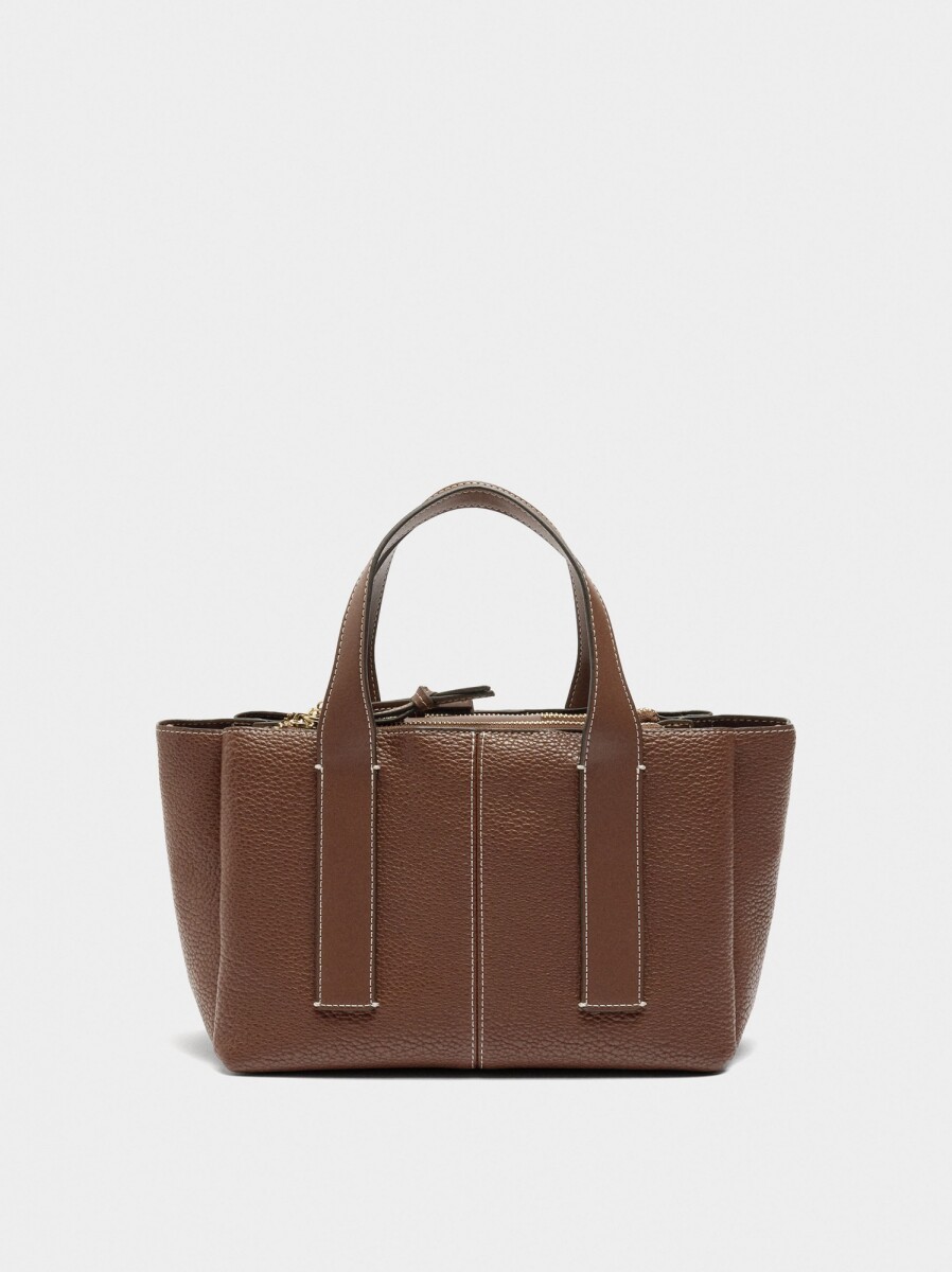 Bolso Tote Con Textura - marron 