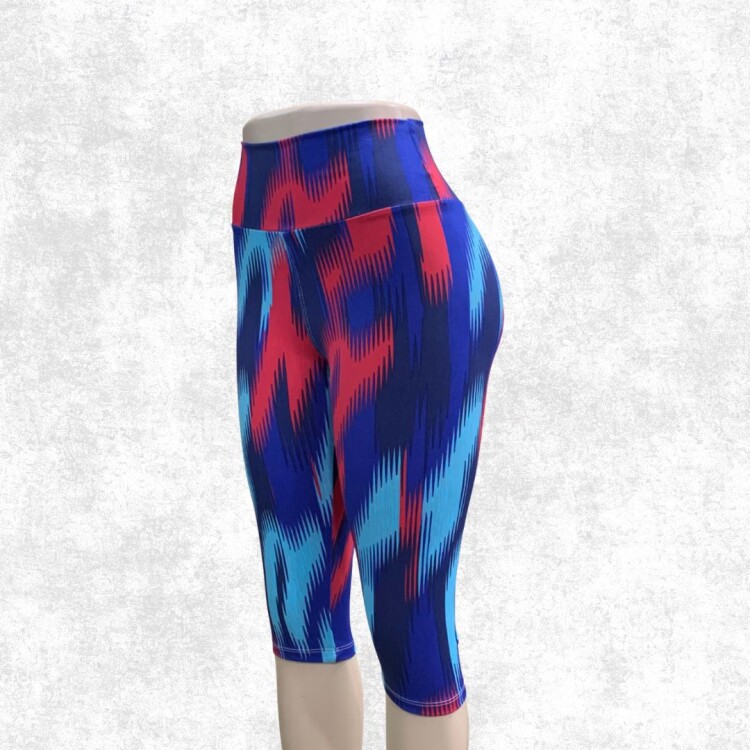 Calza Capri 3/4 Pescadora Tiro Alto Estampada de Lycra Siena