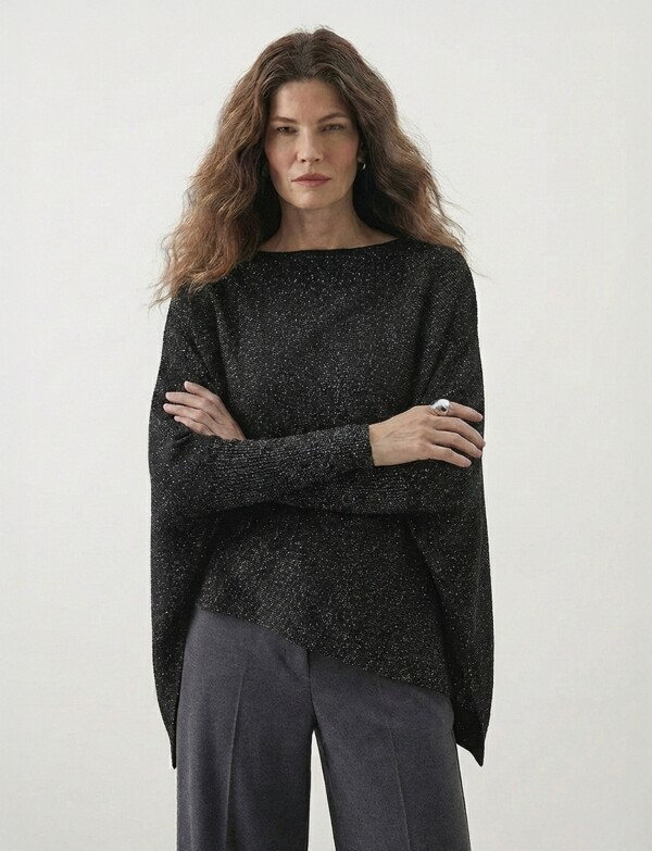 Poncho Asimetrico Lu NEGRO