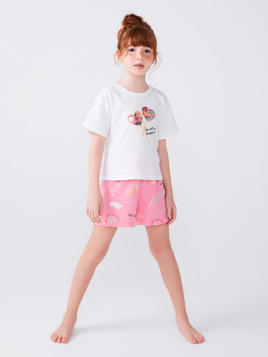 Pijama infantil invierno rosa y estampado liberty Hierbabuena (4955W22)