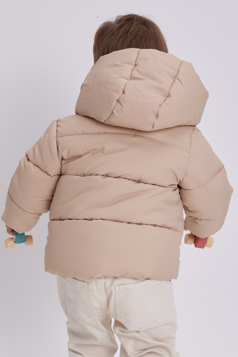 Campera abrigo combinado azul Beige