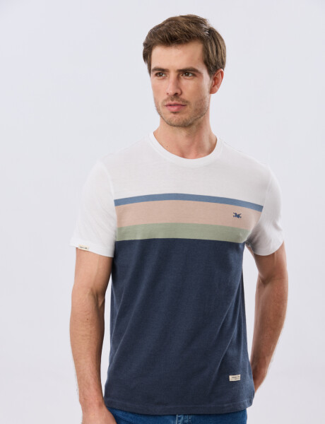 REMERA RAYADA DE ALGODÓN Azul