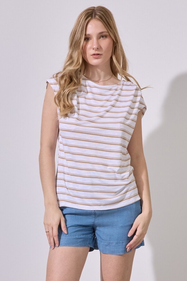 Remera Lineas BEIGE