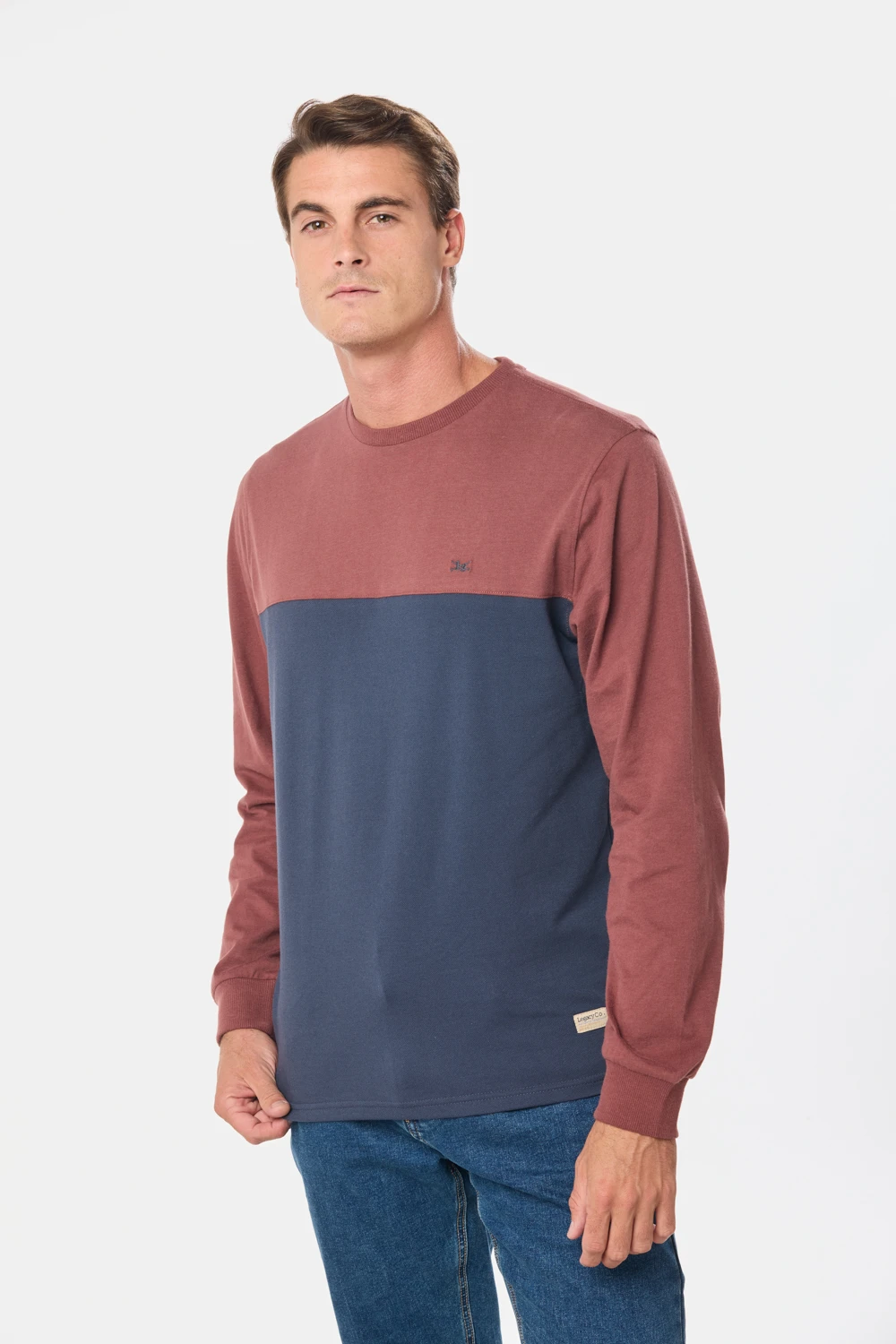 REMERA COMBINADA Bordo