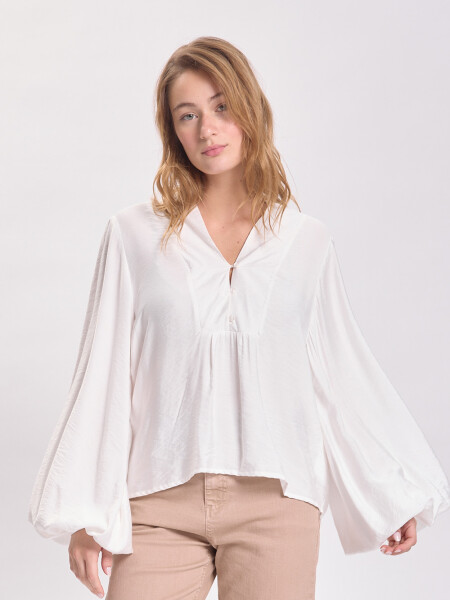 Blusa cuello v Blanco