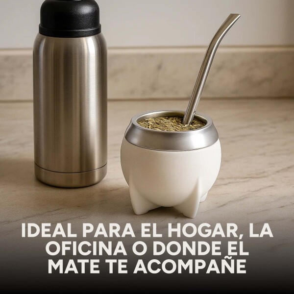 Mate Clásico de Acero Inoxidable Diseño Clásico Duradero Color Blanco