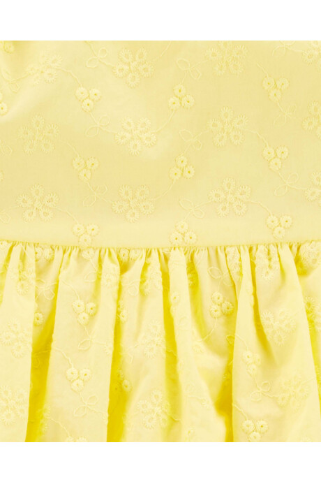 Vestido de algodón con lazos y ojales, amarillo Sin color