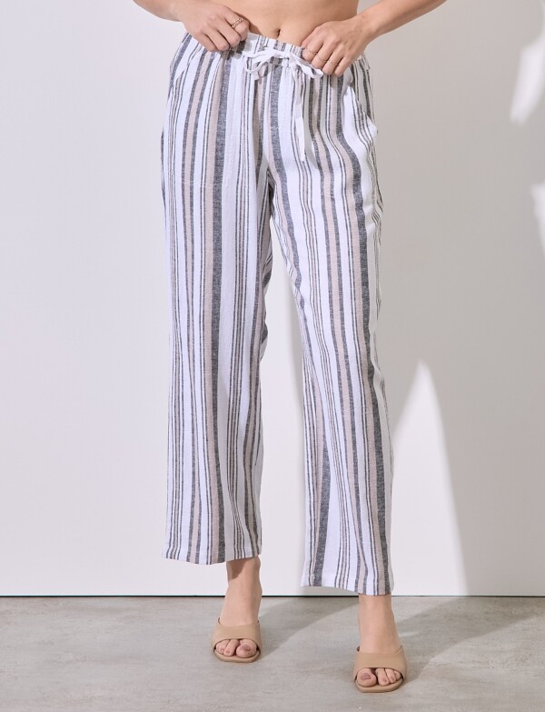 Pantalon Lino MULTI/TOSTADO